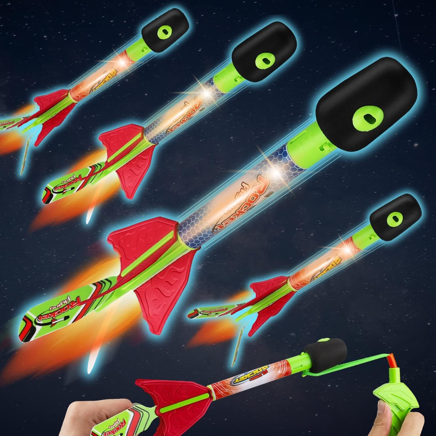 TOY Life Rocket Launcher Toy, LED Light Up Rocket Launcher Toy for Kids - Outdoor Game Toys for Boys and Girls