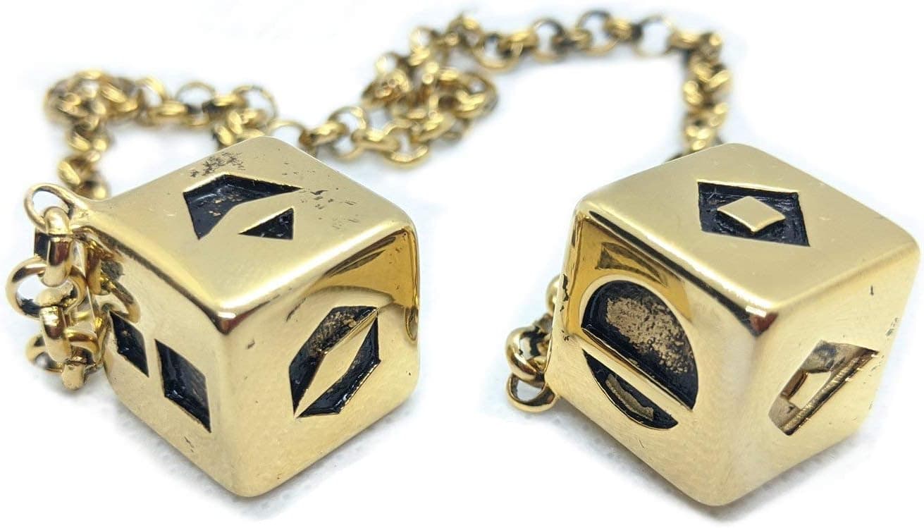Smuggler's Dice Accurate Stainless Steel Gold Plated Deluxe Solo Dice - Antique