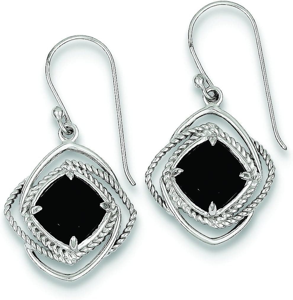 Sterling Silver Onyx Dangle Earrings
