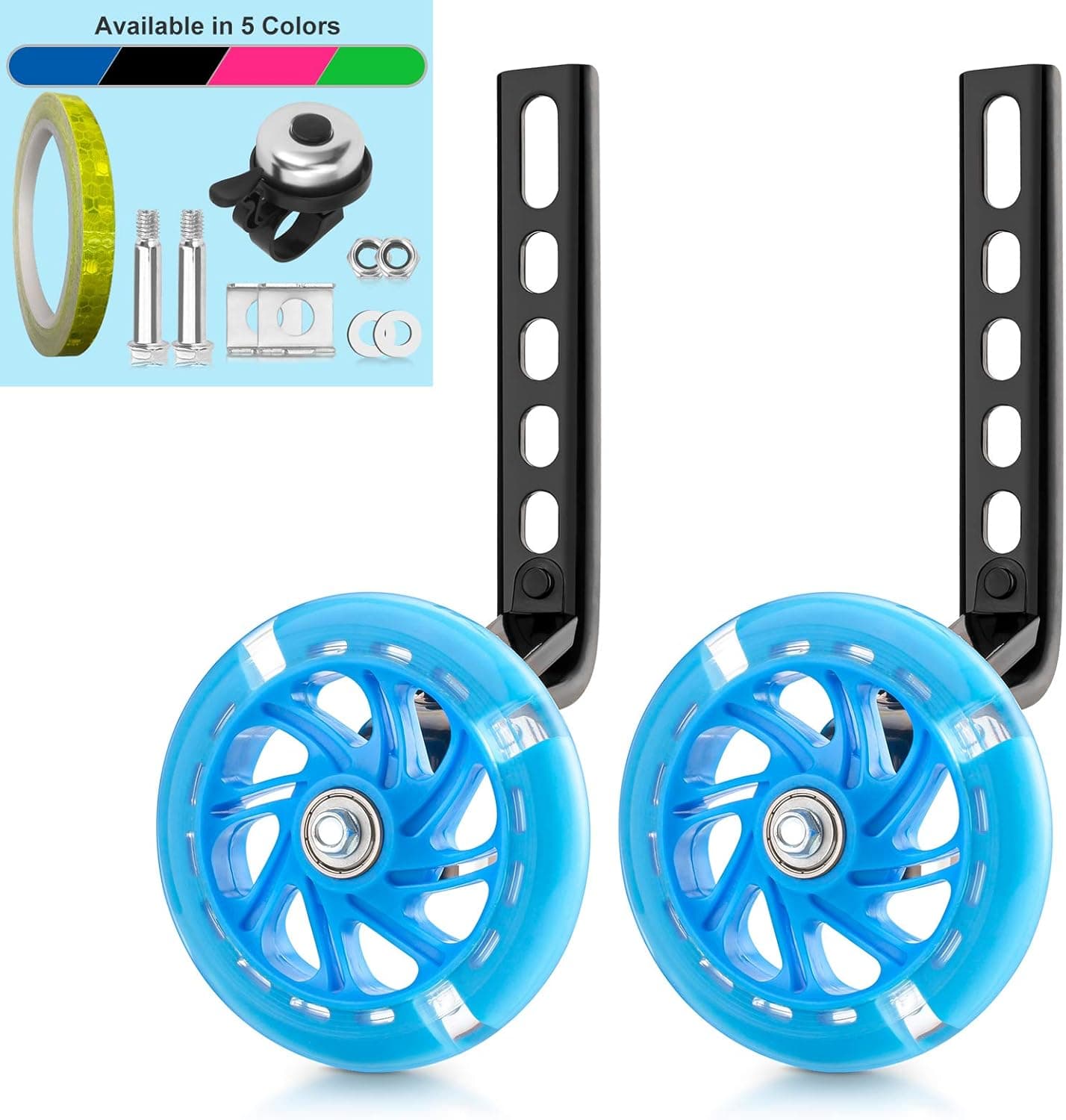 LAVEVE Training Wheels for Kids Bike, Flash Mute Big Wheel Bicycle Stabilizers Mounted Kit for 12 14 16 18 20 inch Kids Bike, Including Mounted Kit, A Roll of Reflective Tape for Boys and Girls