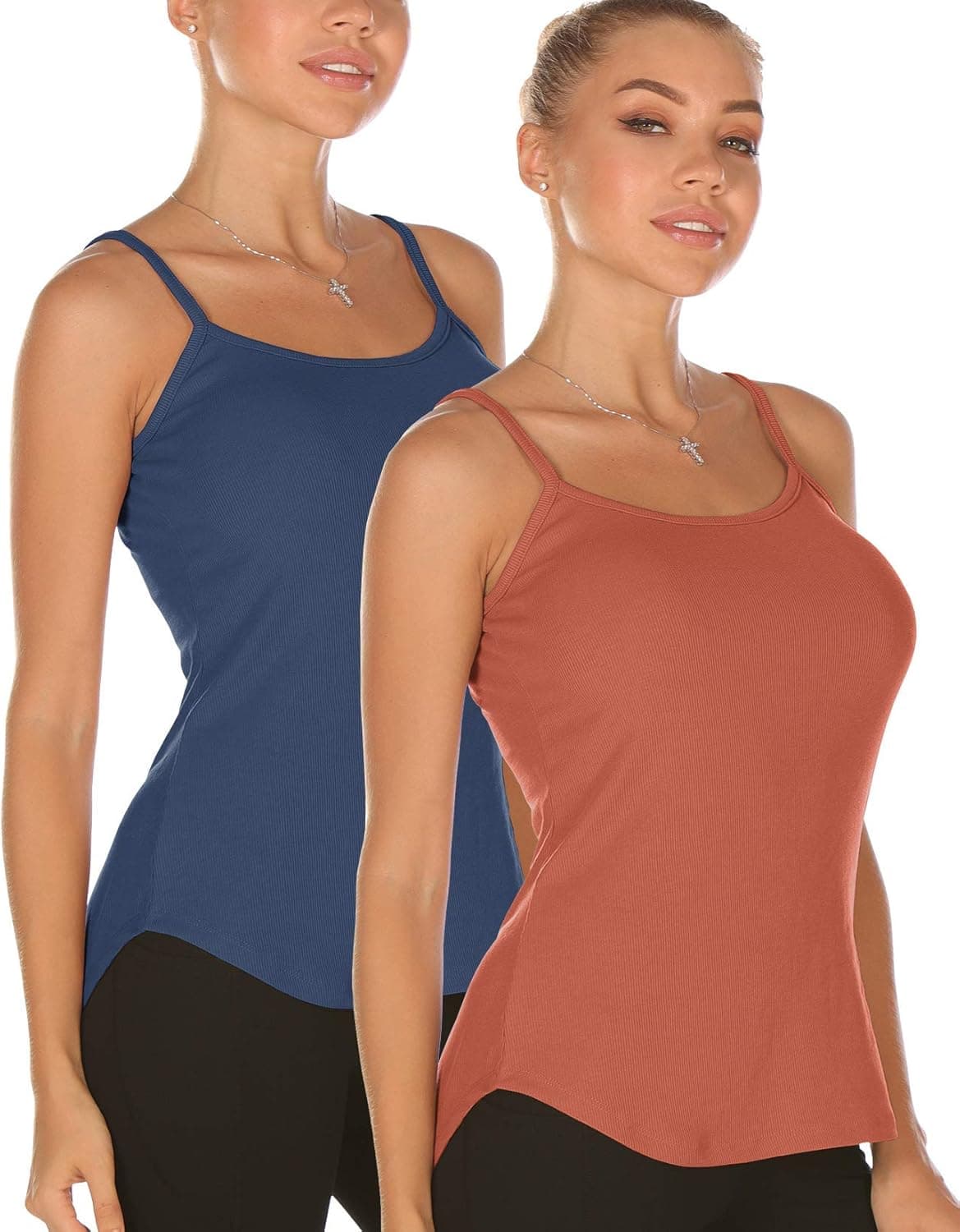 icyzone Workout Yoga Running Exercise Tank Tops for Women,Adjustable Strap Sleeveless Undershrits (Pack of 2)