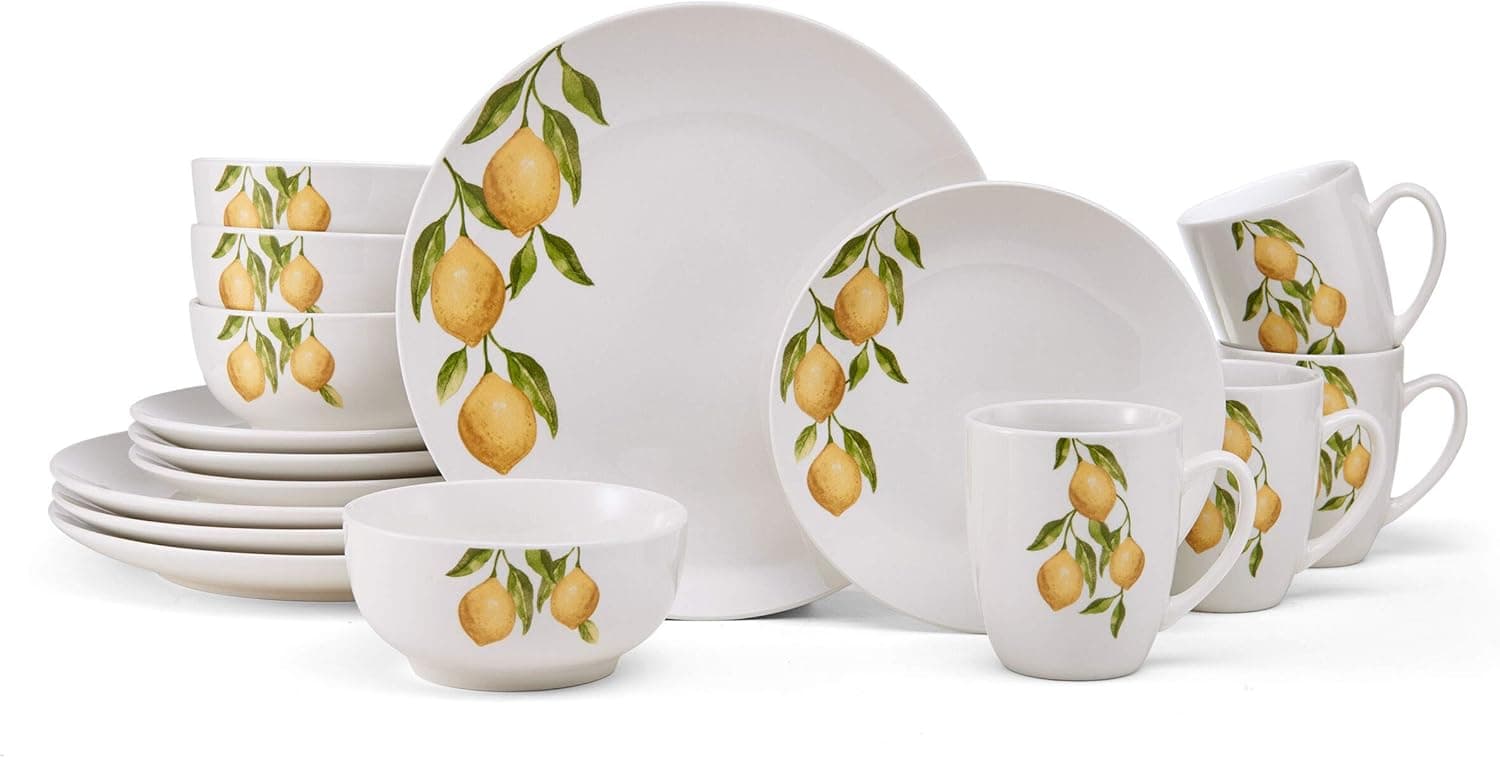 Studio Nova Lemons 16-Piece Dinnerware Set, Service For 4, White