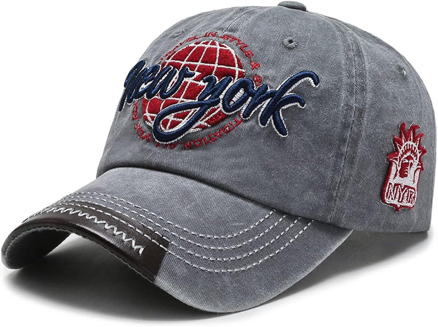 New York Hats for Women and Men Adjustable Strapback Baseball Cap Vintage Washed Distressed Dad Hat