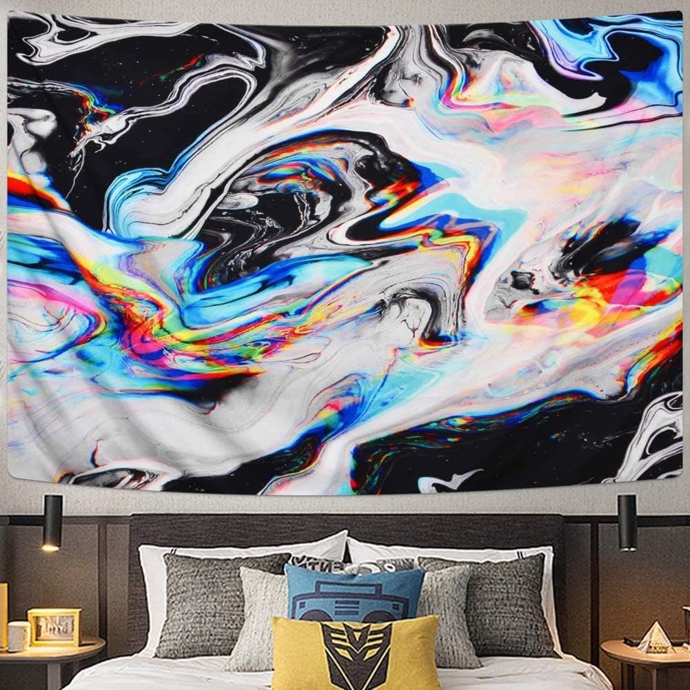 coastal rose Tapestry Wall Hanging Psychedelic Marble Swirl Tapestry Hippie Wall Colorful Gouache Art Decoration Blanket for Bedroom Living Room Dorm