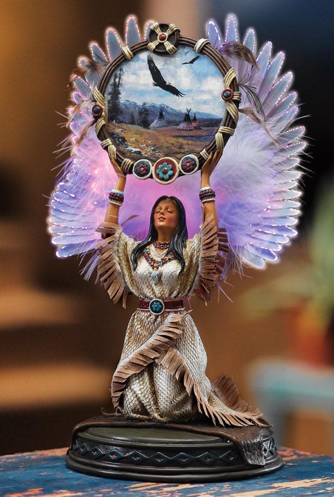 Collections Etc Lighted Native American Dream Catcher Figurine
