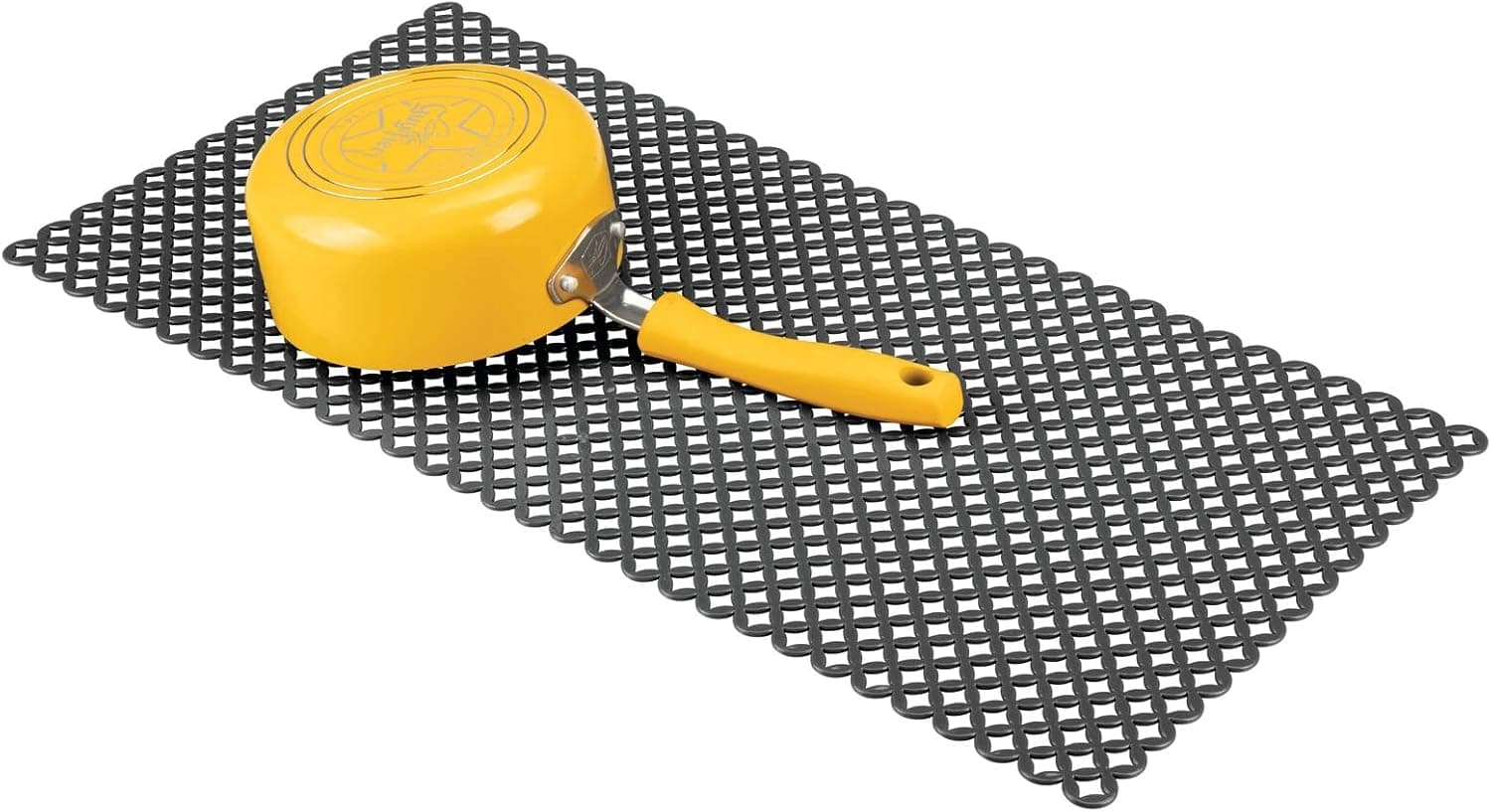 mDesign Plastic Protective XL 25" Kitchen Sink Dish Drying Mat/Grid for Countertop - Dry Dishes, Cups, Plates, Mugs - Easy to Clean - Extra Large - Diamante Collection - Black