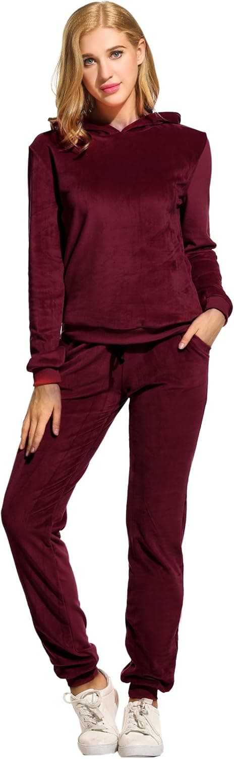 Hotouch Women's Sweatsuit Set Velour Long Sleeve Hoodie Sweatshirt & Sweatpants Sweat Suits 2 Piece Tracksuits Outfits