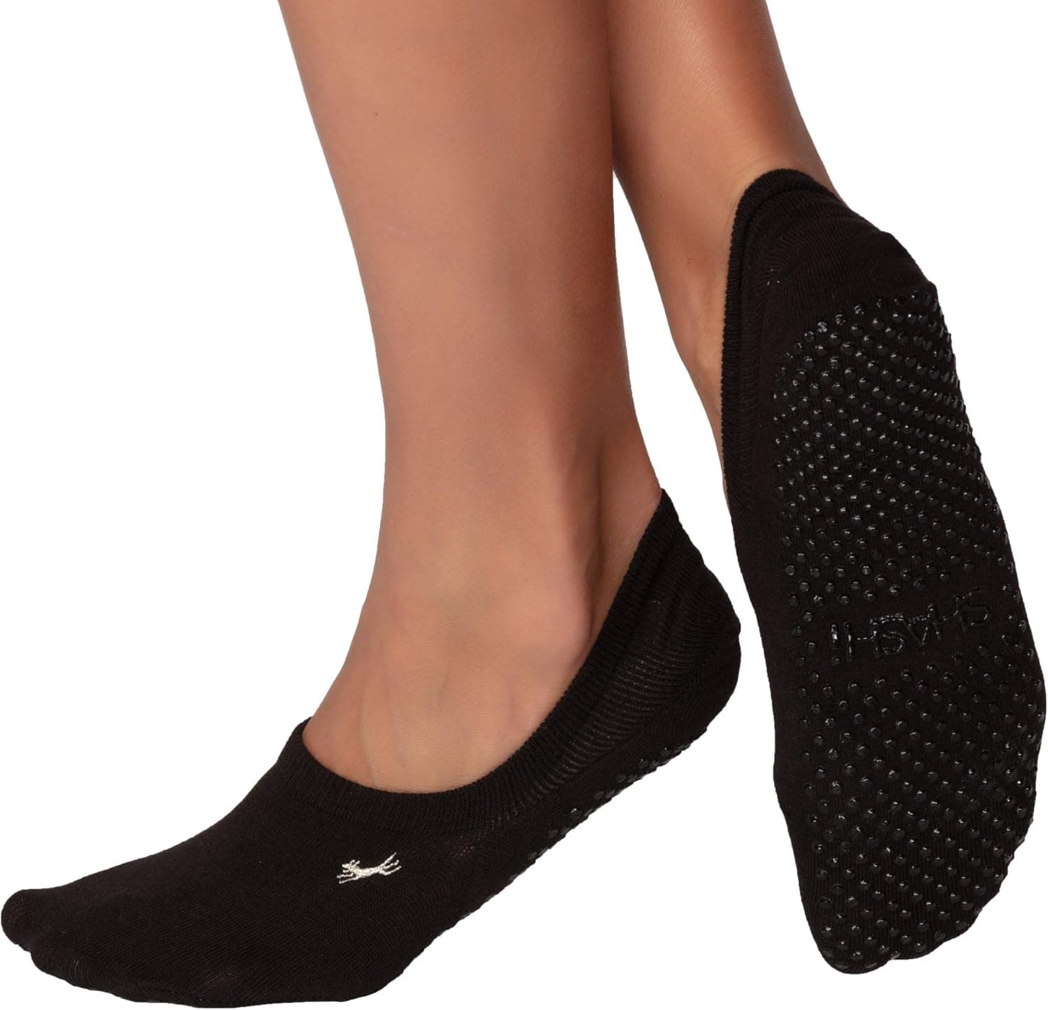 SHASHI No Show Grip Socks for Women - Non Slip Socks - Regular Toe Gripper Socks w/Storage Pouch - Yoga, Pilates, Barre.