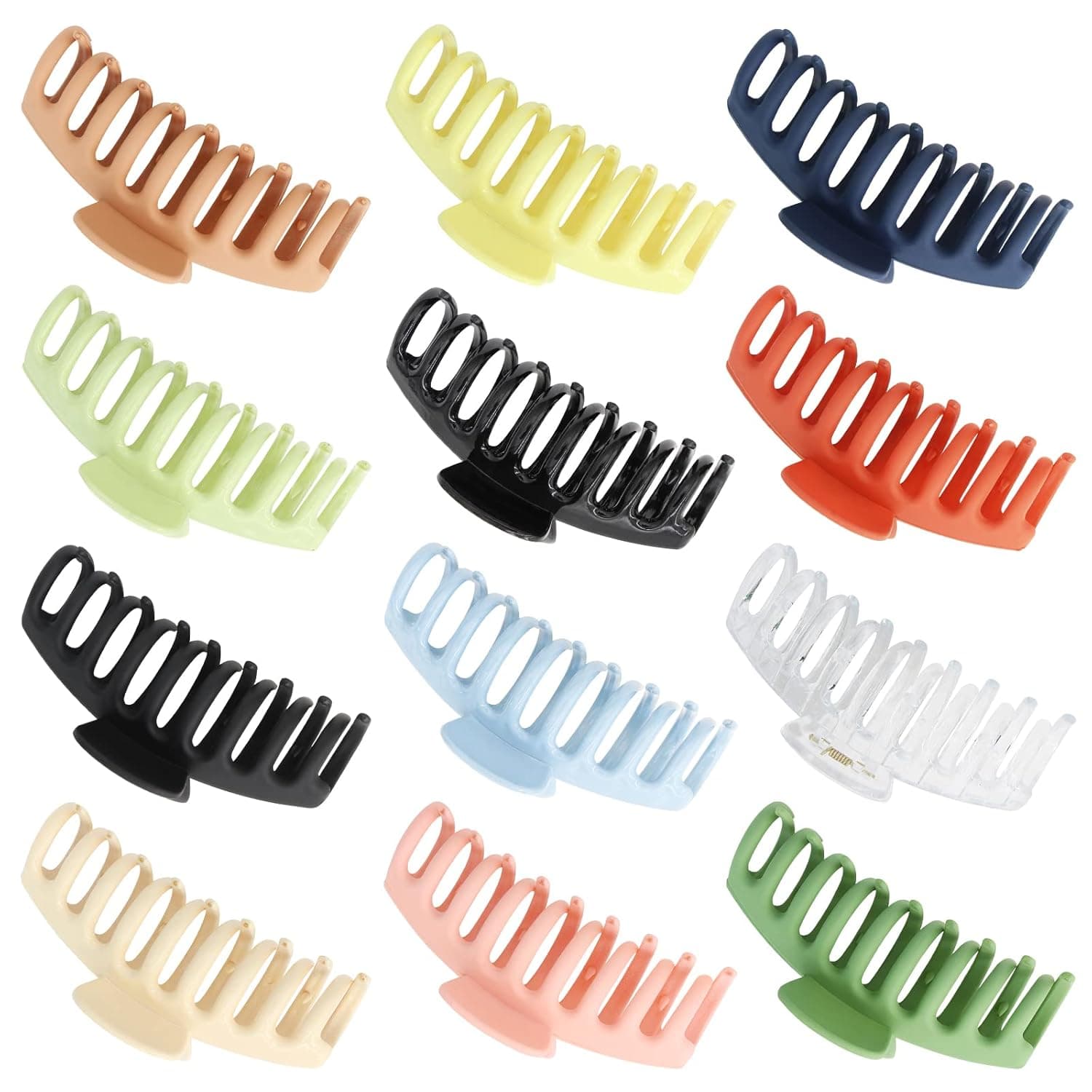 12Pcs Big Hair Claw Clips - YONGDA 4.3Inch Nonslip Large Claw Clips for Women and Girls Thin Hair Strong Hold Hair Clips Jaw Clips for Thick Hair, 12 Colors Hair Accessories