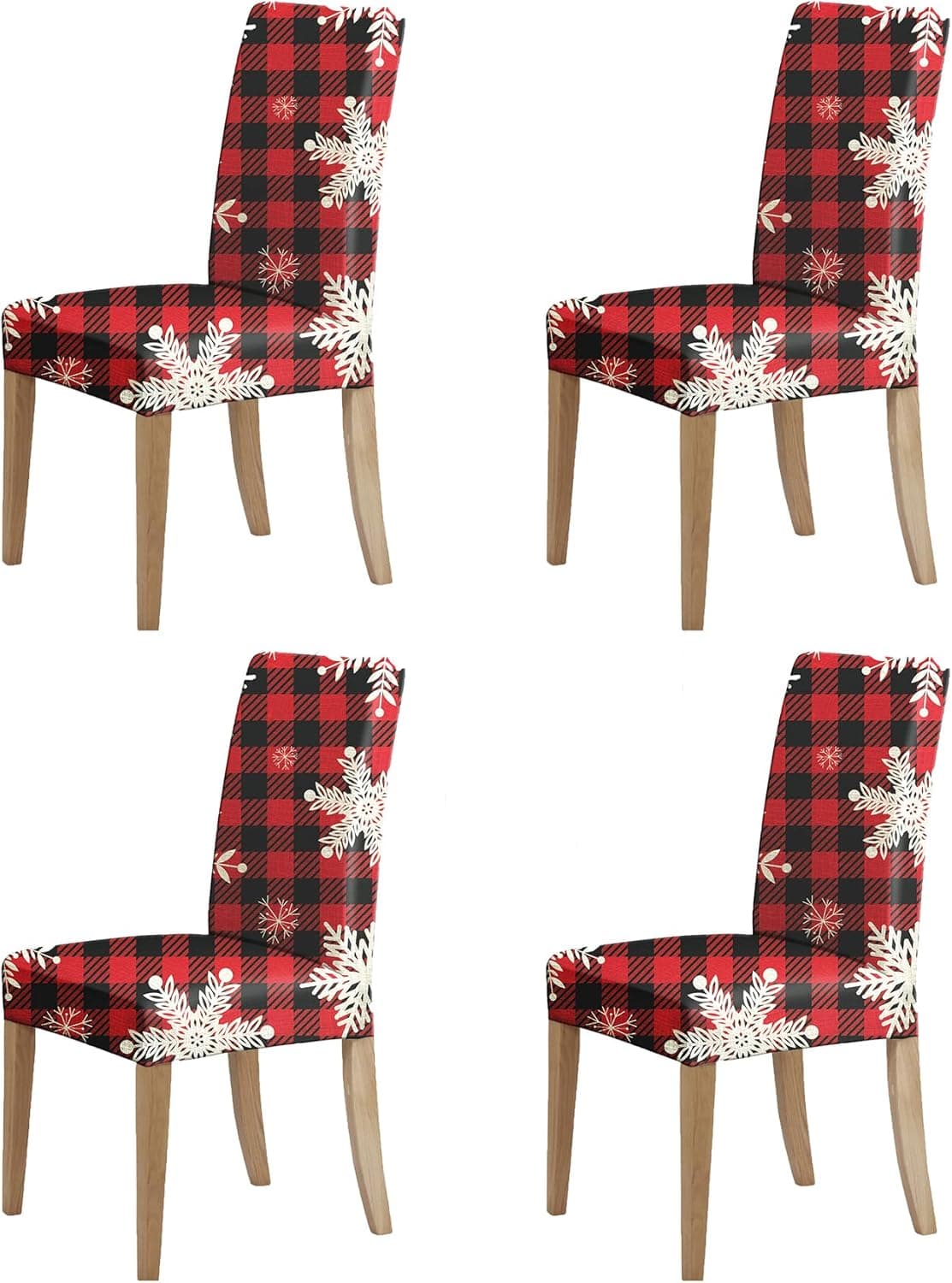 RMHS Snowflake Soft Stretchable Detachable Printed Chair Covers Case for Winter Christmas Family Gatherings, Chair Protector Slipcovers Suitable for Dining Room, Kitchen, Livingrroom, Set of 4