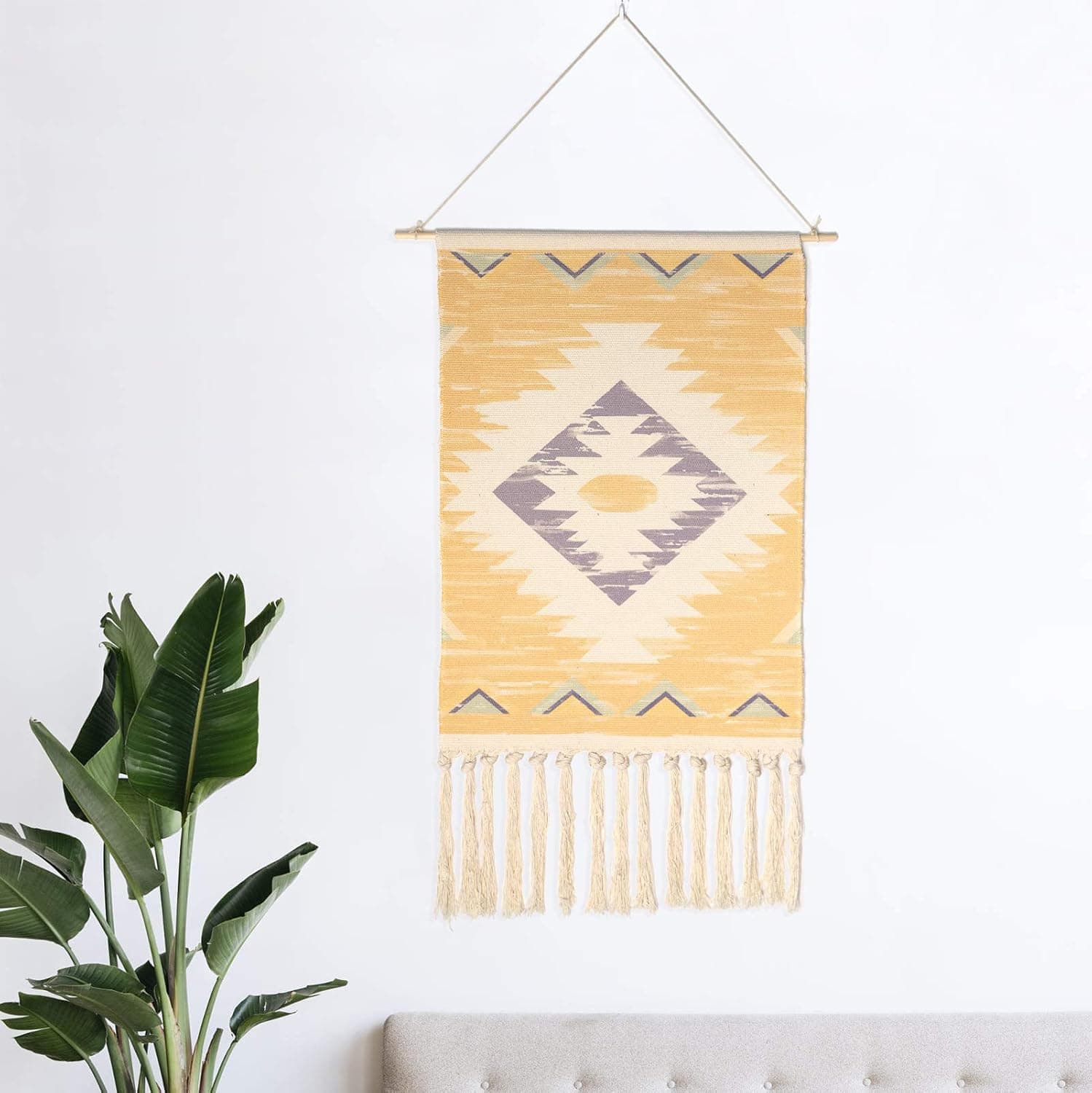 Lovelyduo Macrame Tapestry Wall Hanging for Bedroom Aesthetic Bohemian Woven Tapestries Wall Decor Boho Chic