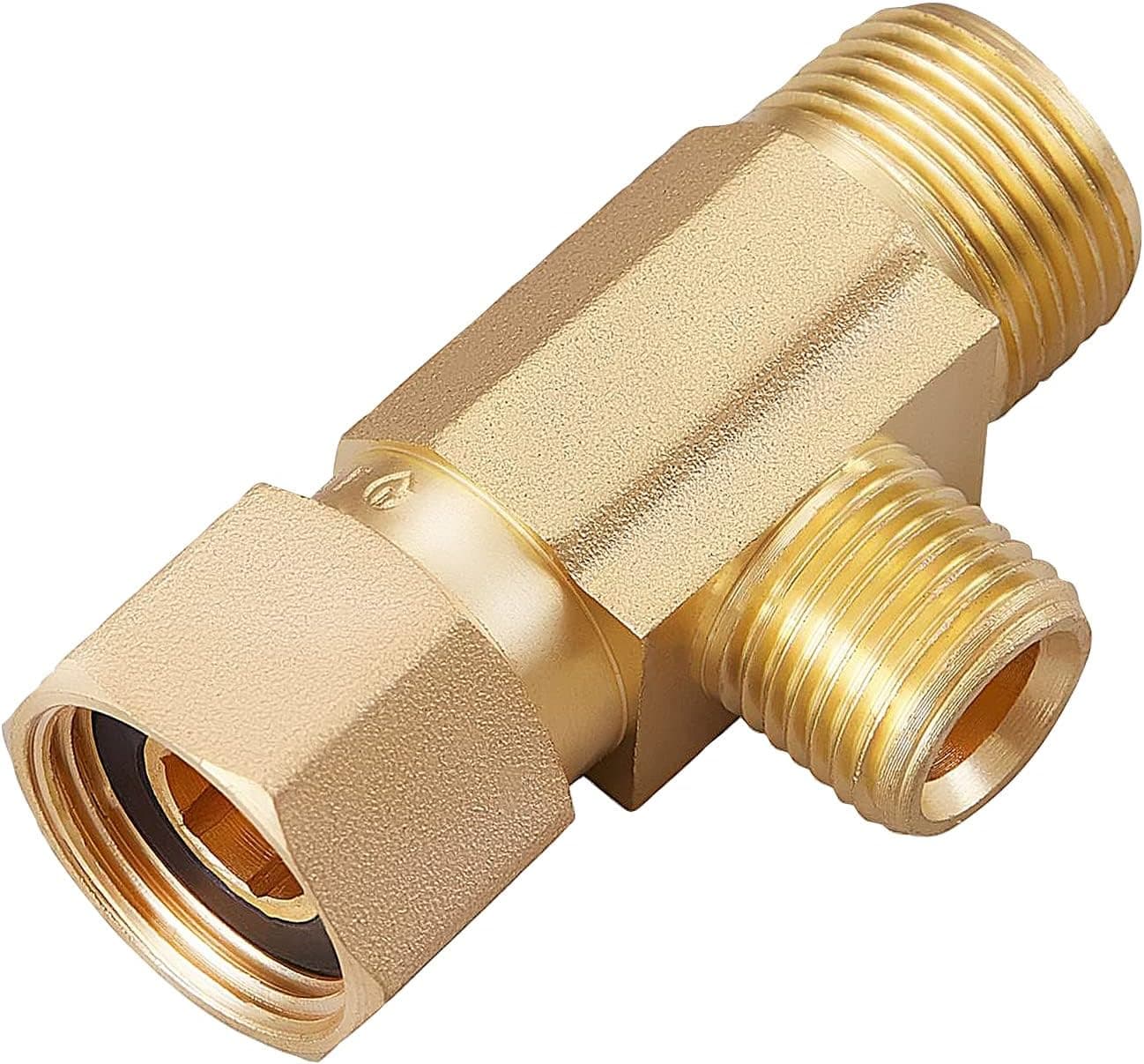 Litorange Lead-Free 4 PCS Brass Angle Stop Add-A-Tee Valve 3/8" Female by 3/8 Inch by 1/4-Inch Male T Extender Water Compression Easy Connect Tee (Pack of 4)