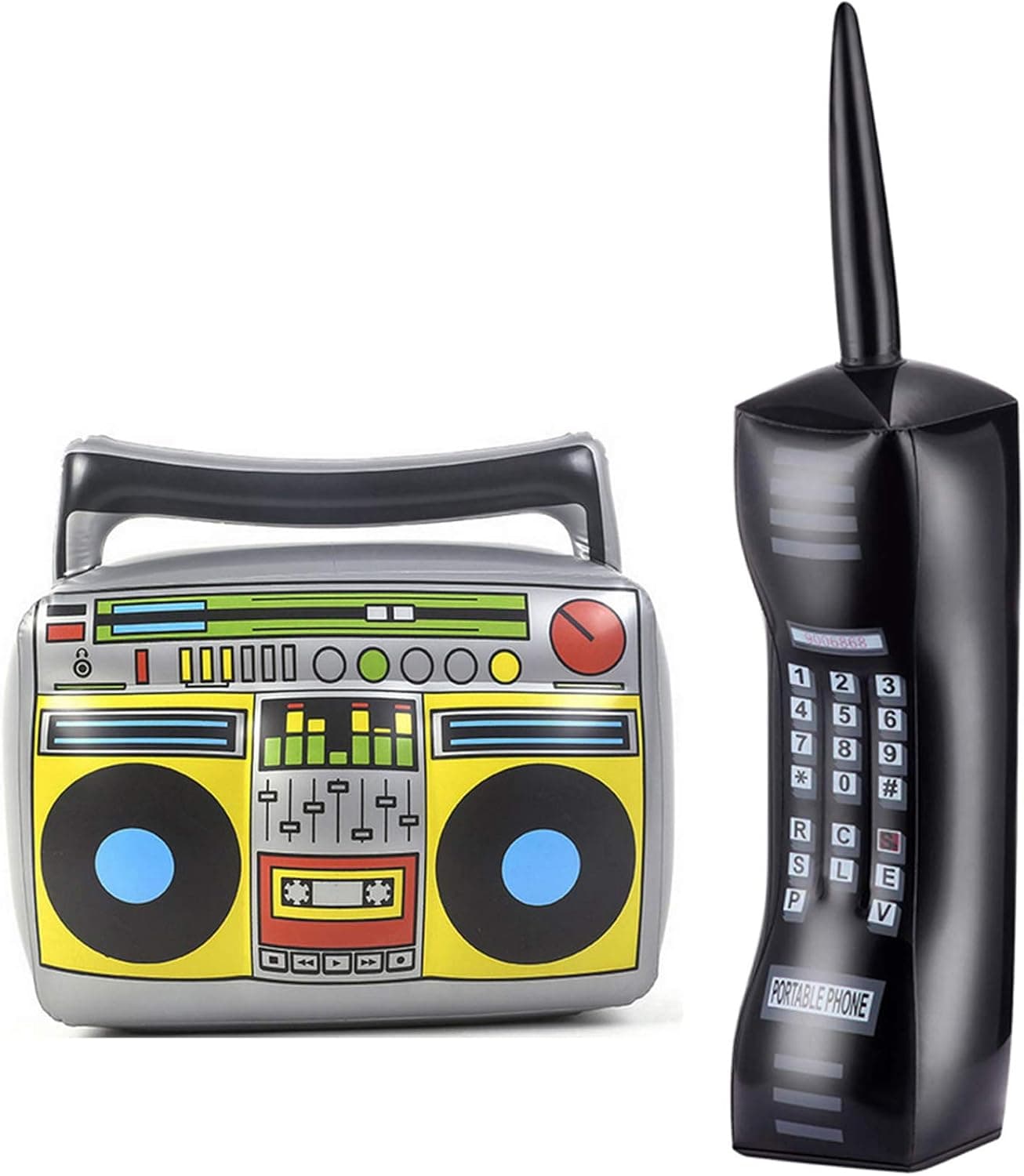 2PCS Inflatable Radio Boombox Inflatable Mobile Phone, Inflatable Props for 80s 90s Party Decorations