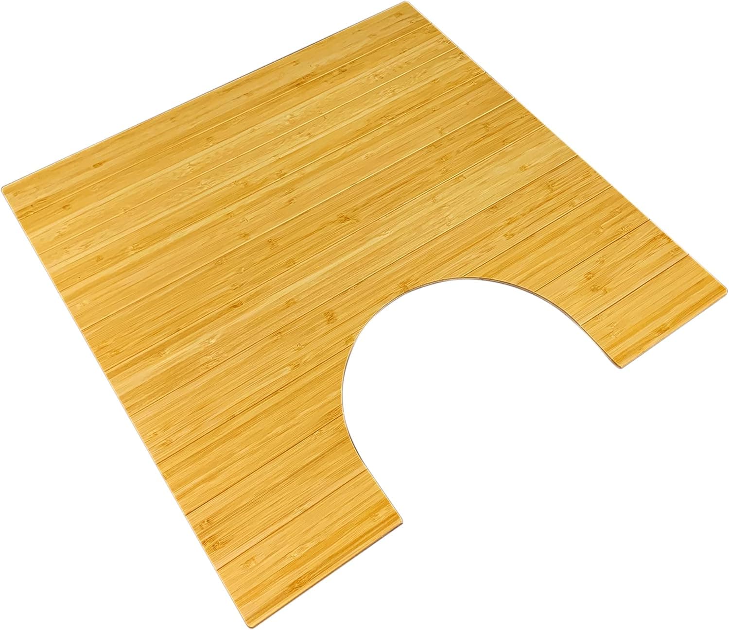 BAMJIUSHANG U-Shaped Bamboo Toilet mat Bath mat , Bathroom matt Bamboo Carpet Natural Material Non-Slip Backing Rugs, Bamboo Bath Mats for Bathroom Toilet, 19.7" x 19.7", Natural Bamboo