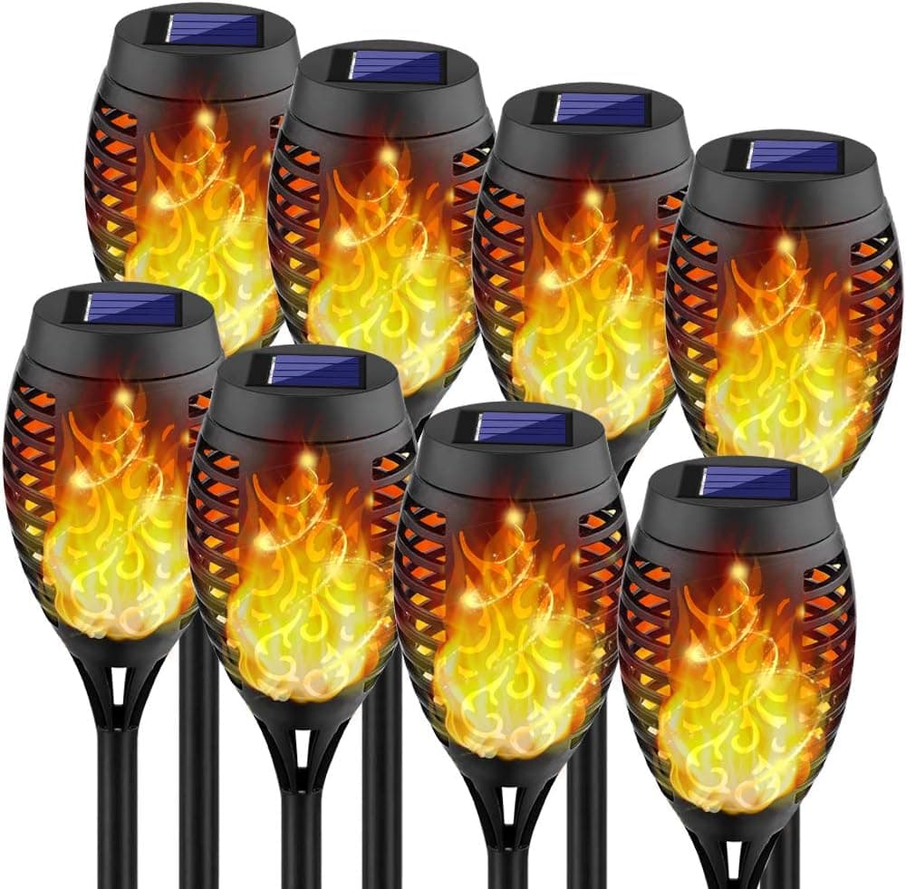 Kurifier Solar Outdoor Lights, 8Pack Solar Torch Light with Flickering Flame,Waterproof Solar Garden Lights, Outdoor Decorations for Patio Yard Path, Flame Torches for Outside Decor-Outdoor Lighting