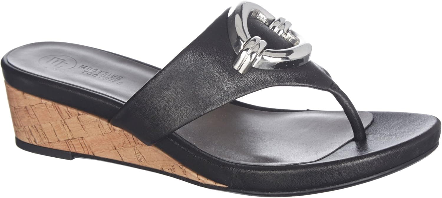Mootsies Tootsies Womens Peach Thong Wedge Sandals