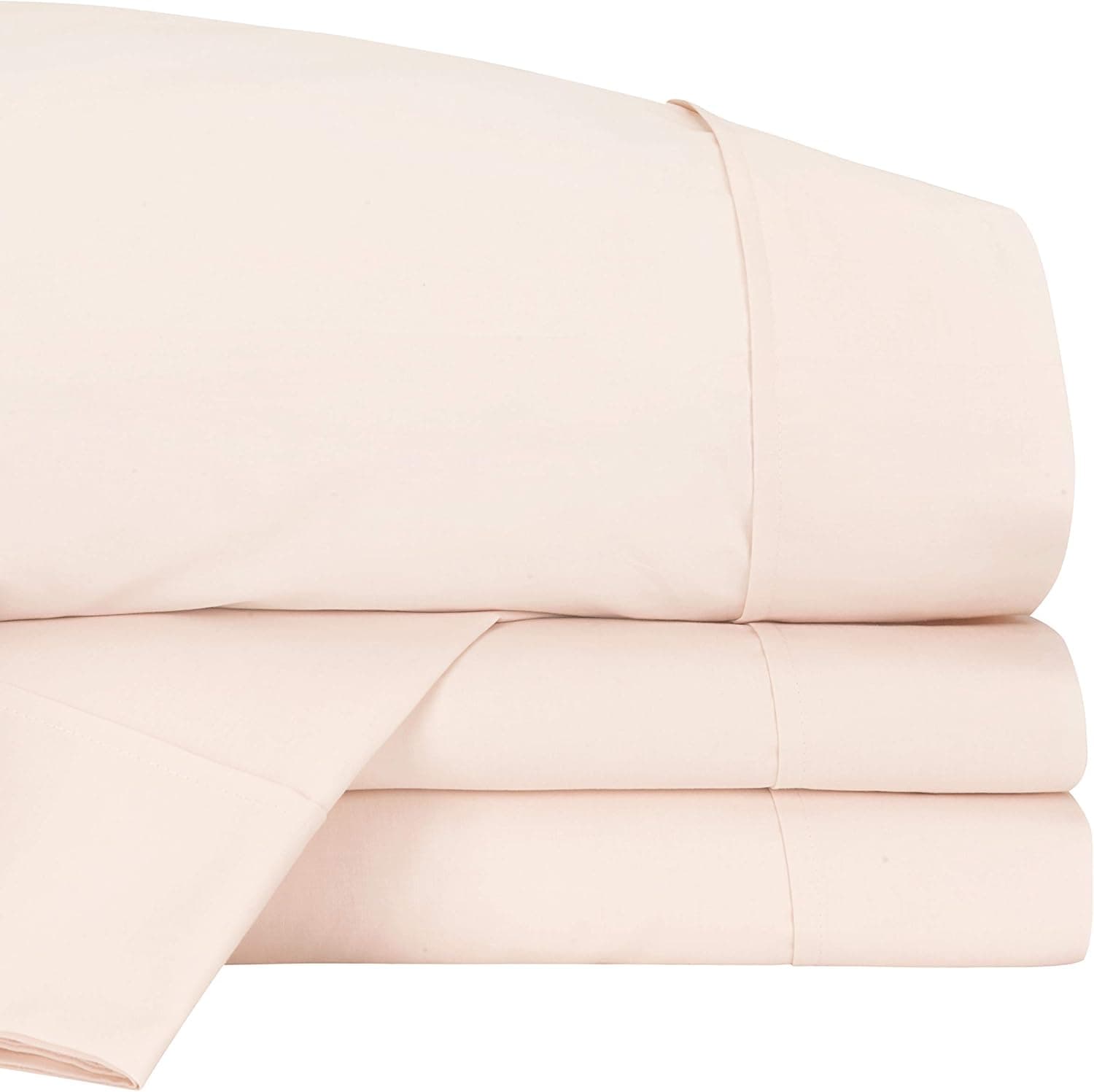 bed INC T-200 100% Organic Cotton Percale, GOTS-Certified, Solid Color Bed Sheet Set (Blush, Queen)