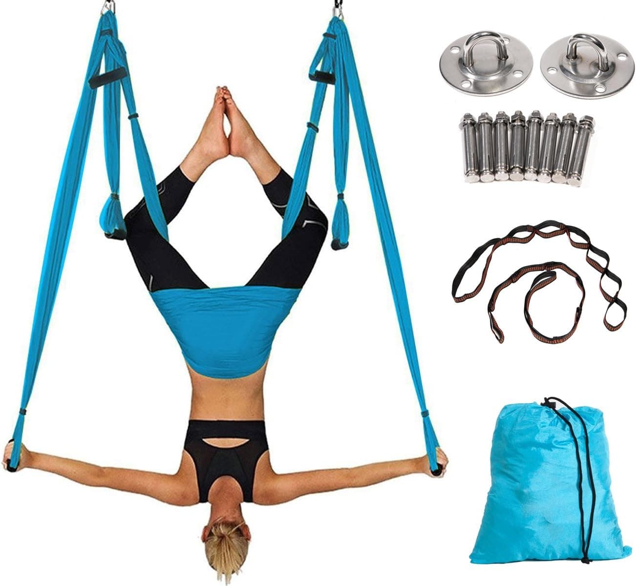 Aerial Yoga Swing Yoga Hammock Kit for Antigravity Exercise with Adjustable Handles Extension Straps