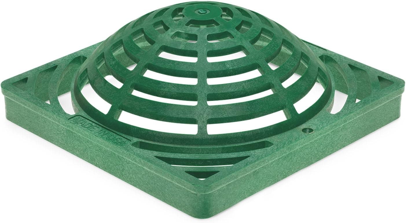 StormDrain 9" x 9" Outdoor Catch Basin Square Atrium Grate Cover, Green - Superior Strength and Durability