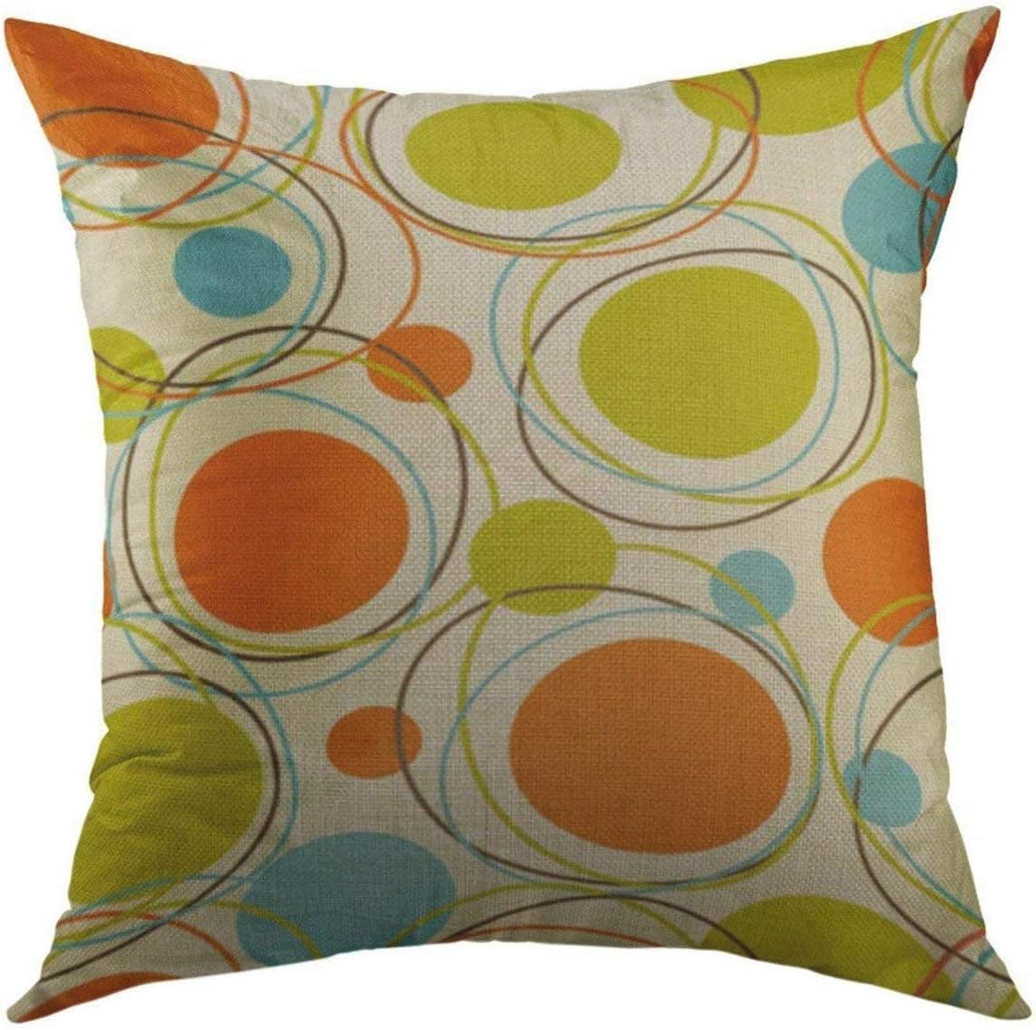 Mugod Decorative Throw Pillow Cover for Couch Sofa,Colorful 1950S Retro Abstract Mid Century 1960S Modern Home Decor Pillow case 18x18 Inch