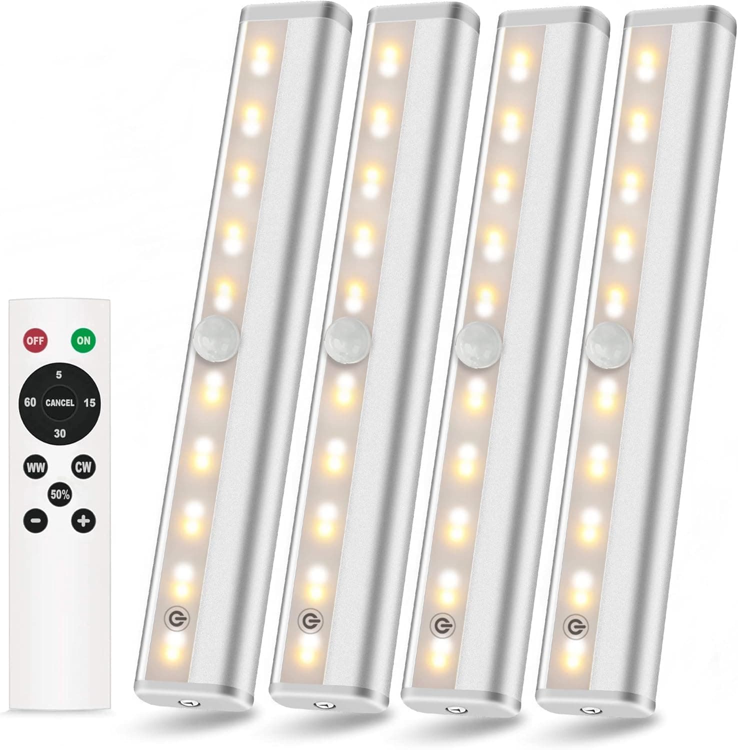 LANBOJINDI Battery Operated Under Cabinet Lights with Remote 4 Pack, Wireless LED Closet Lights with Remote Counter Lights Without Wiring for Kitchen Stairs Wardrobe Bedroom Room Home Decoration
