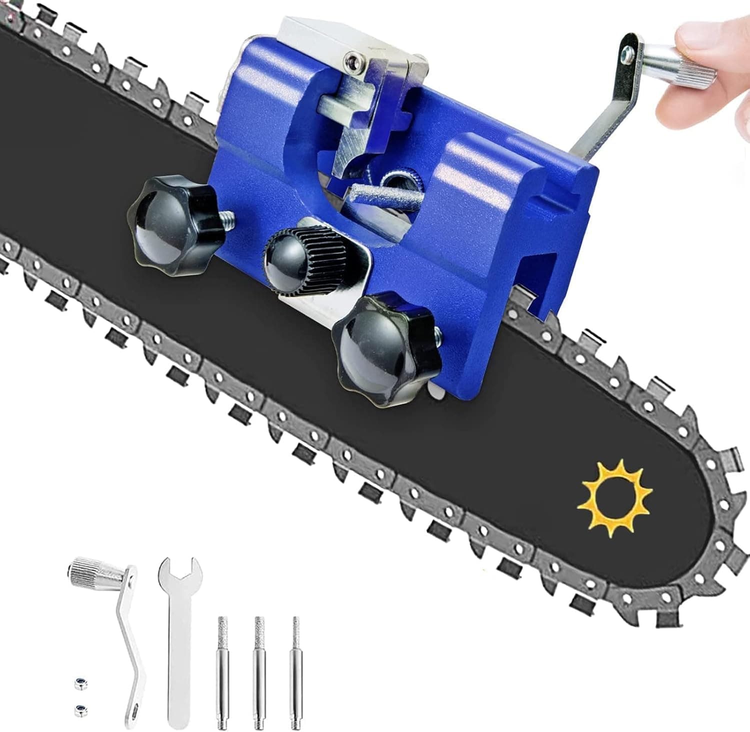KIAOPE Chainsaw Sharpener, Chainsaw Sharpening kit, Portable Chain Saw Sharpening Tool Set, Hand Crank Chainsaw Chain for All Kinds of Chain Saws and Electric Saws (Large)