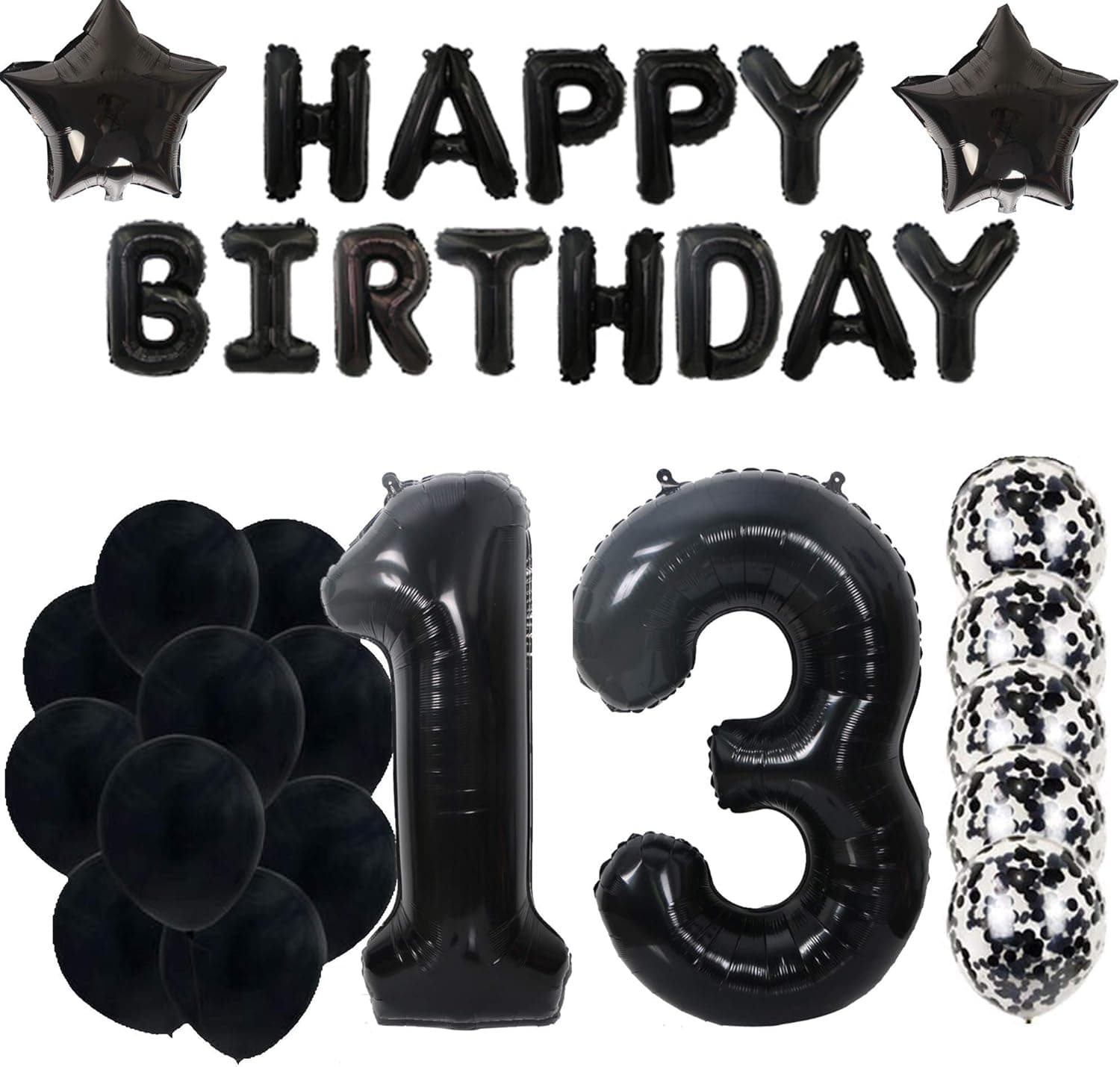 13th Birthday Decorations Party Supplies, Black 13 Number Balloons for Birthday Party Supplies,Anniversary Events Decorations and Sweet 13 Party,13th Anniversary(Black 13)