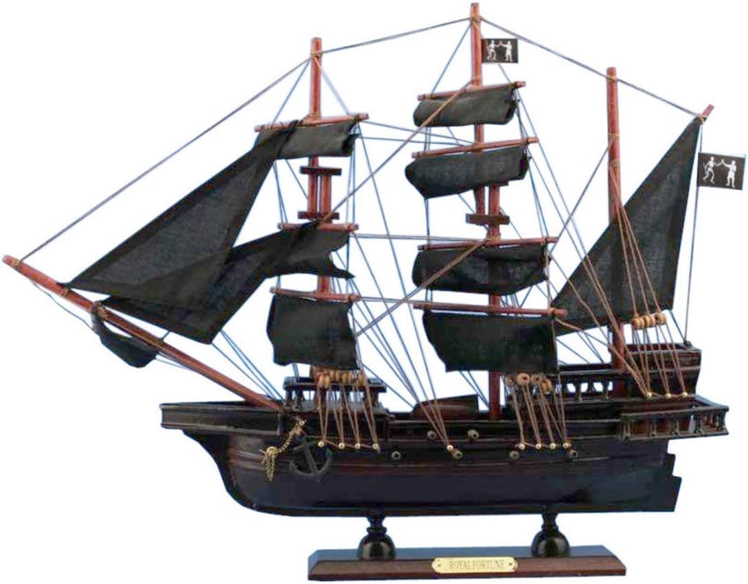 Hampton Nautical Wooden Black Bart's Royal Fortune Model Pirate Ship, 20"