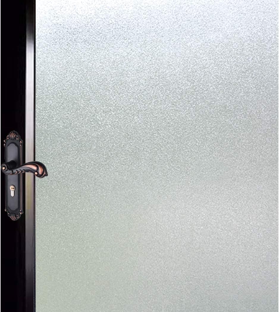 DUOFIRE Privacy Window Film Natural Frosted Glass Film Static Cling Glass Film No Glue Anti-UV Window Sticker Non Adhesive for Privacy Office Meeting Room Bathroom Living Room 35.4in. x 118in. S001