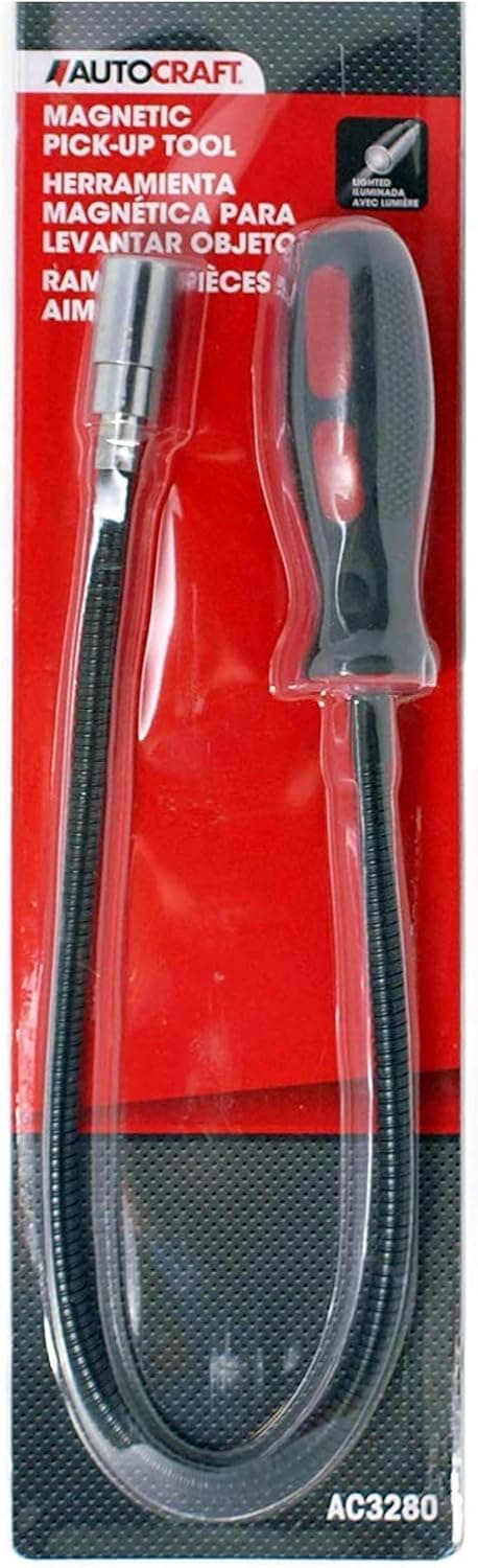Autocraft - Magnetic Pick-up Tool | Bright LED Lighted | Flexible | Lightweight Stick | 23-1/2" Overall Length | Comfortable Grip