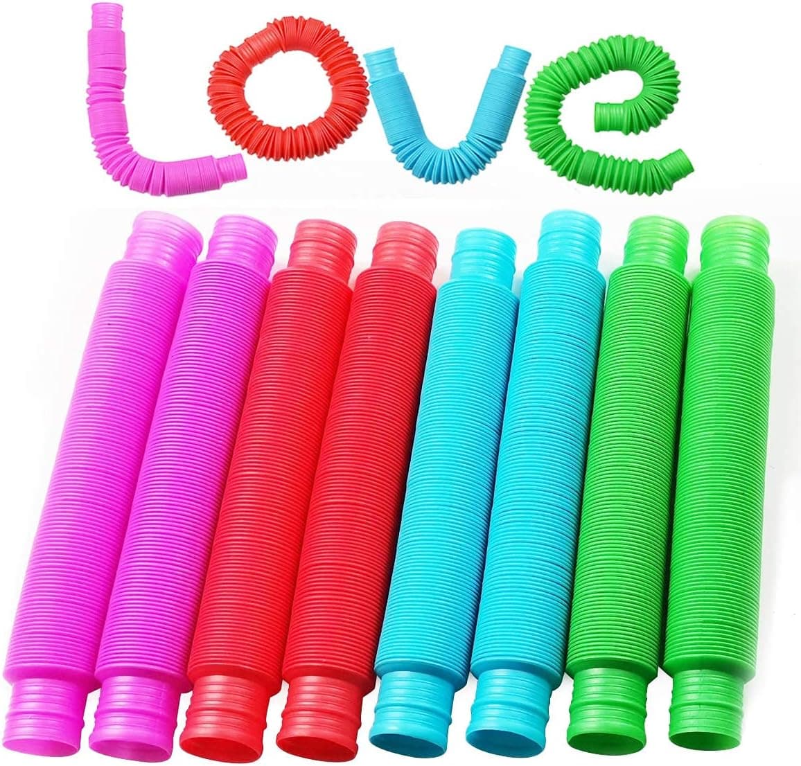 Pop Multi-Color Tubes Sensory Toys for Toddler Kids Learning Toys - 12 Pack