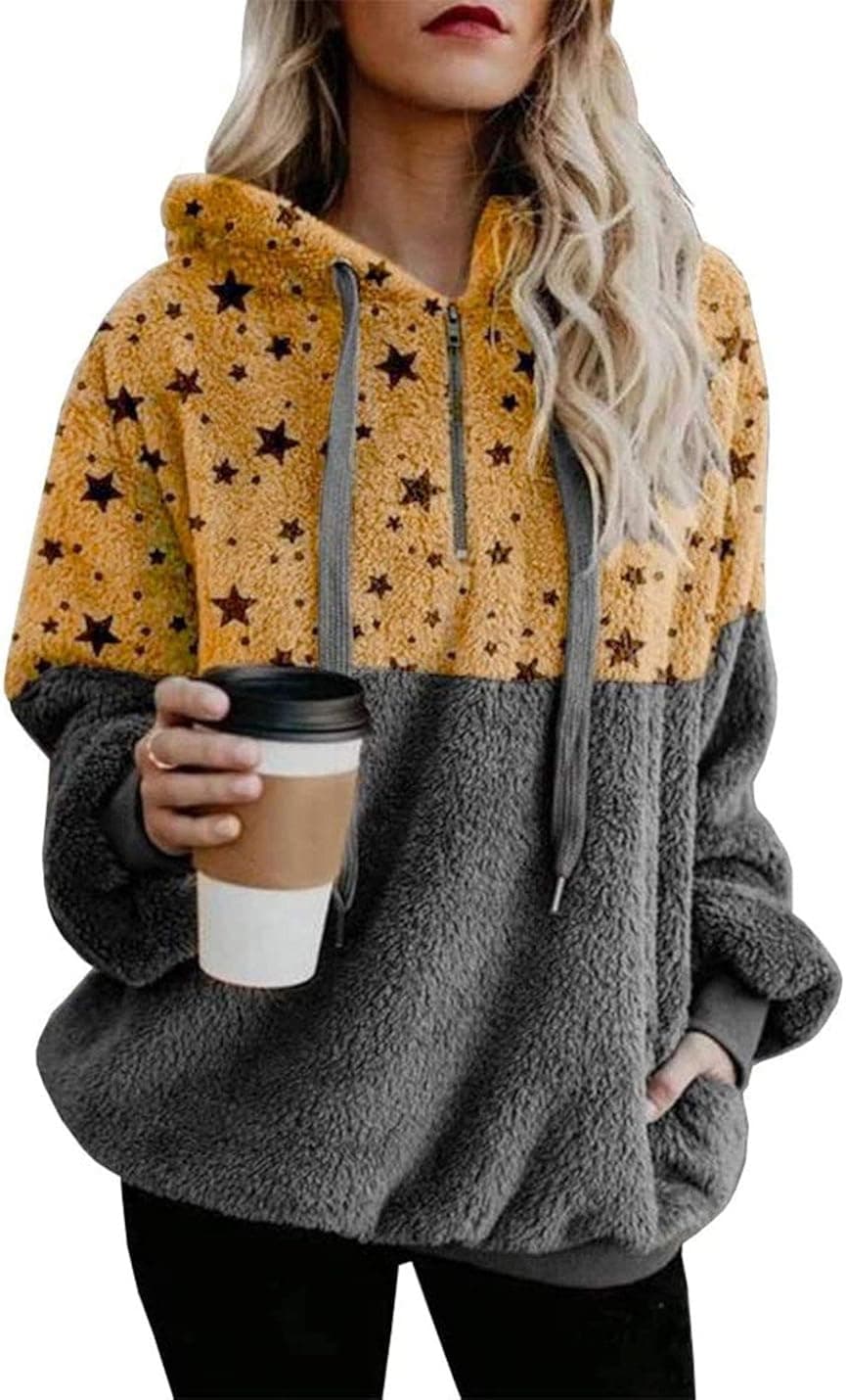 AMEBELLE Women's Oversized Cozy Pullover Fuzzy Sherpa Fleece Hoodies with Pockets