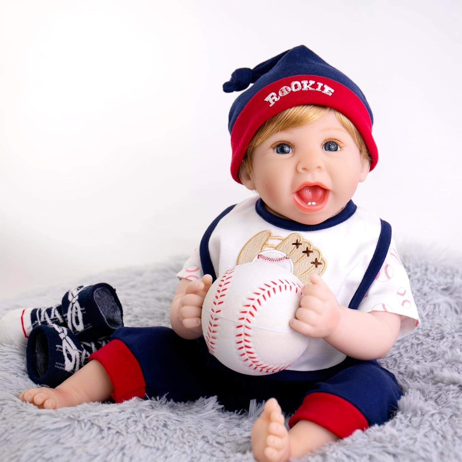 Aori Reborn Baby Dolls Boy Lifelike Reborn Toddler Doll 22 Inch Weighted Reborn Baby with Baseball Toy and Doll Accessories Birthday Gift for Children Age 3