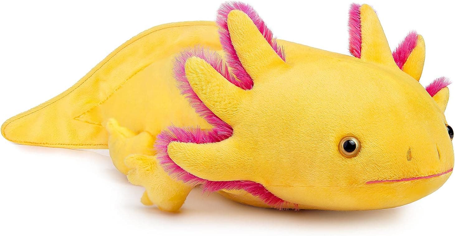 ZHONGXIN MADE Axolotl Plush Toy - Simulation Yellow Axolotl Fish Soft Creepy Stuffed Animals 21 Inch, Cute Yellow Lizard Toys Real Plushie Toy, Gift Collection for Kids (Yellow)
