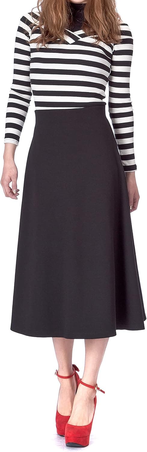 Dani's Choice Elastic Waist A-line Flared Long Skirt