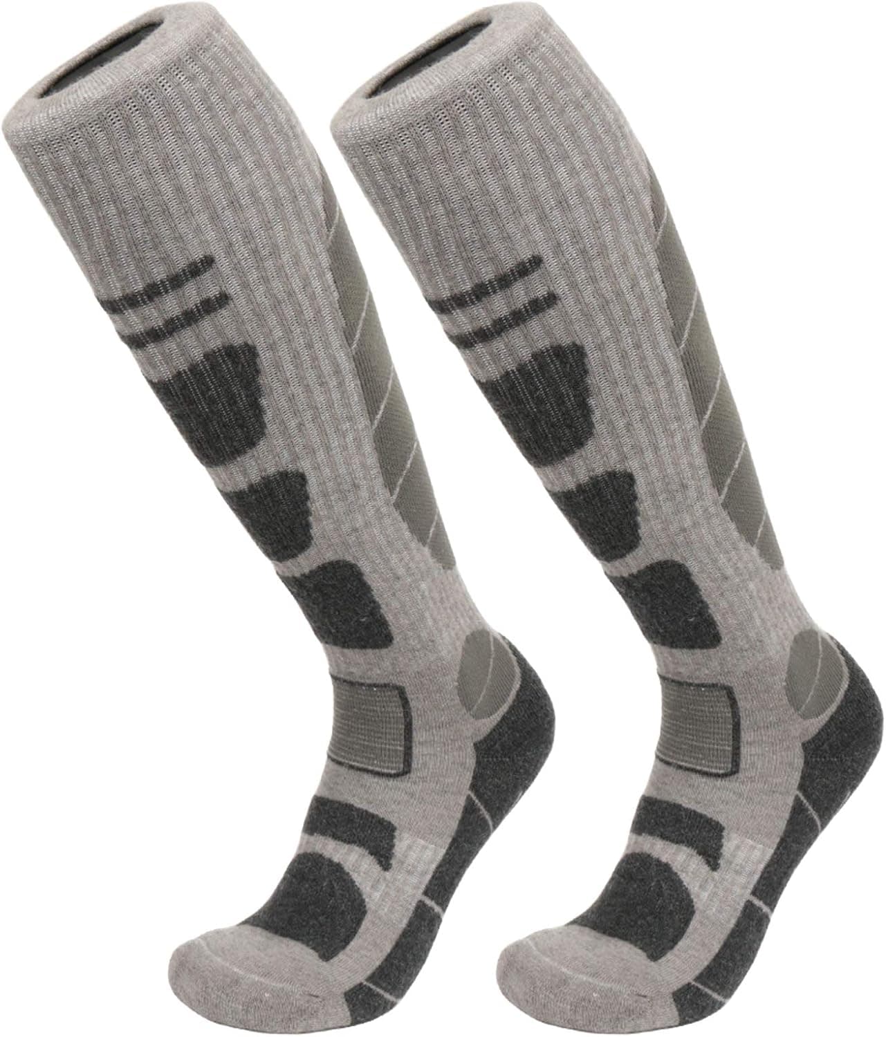 Ski Socks 2 Pairs Pack Knee High for Men Women Keep Warm Winter Sports,Skiing,Snowboarding