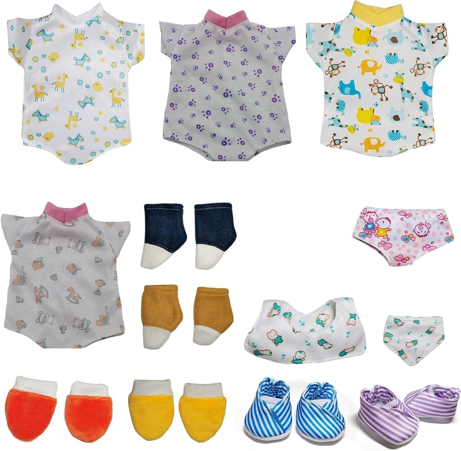 Xunwa Baby Doll Clothes and Shoes Accessories Sets for 11-12-13 Inch Alive Dolls,Include Dolls Clothing Underwear Socks Bibs and Mittens