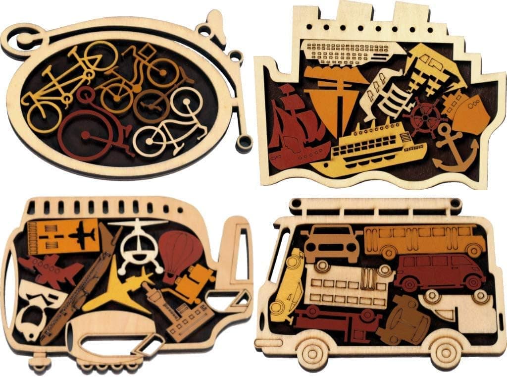 Recent Toys 4-Pack Constantin Puzzle Transport Arrangements, Brain Teaser. The Airport, Harbor, Car Park and Bike Shed Puzzles