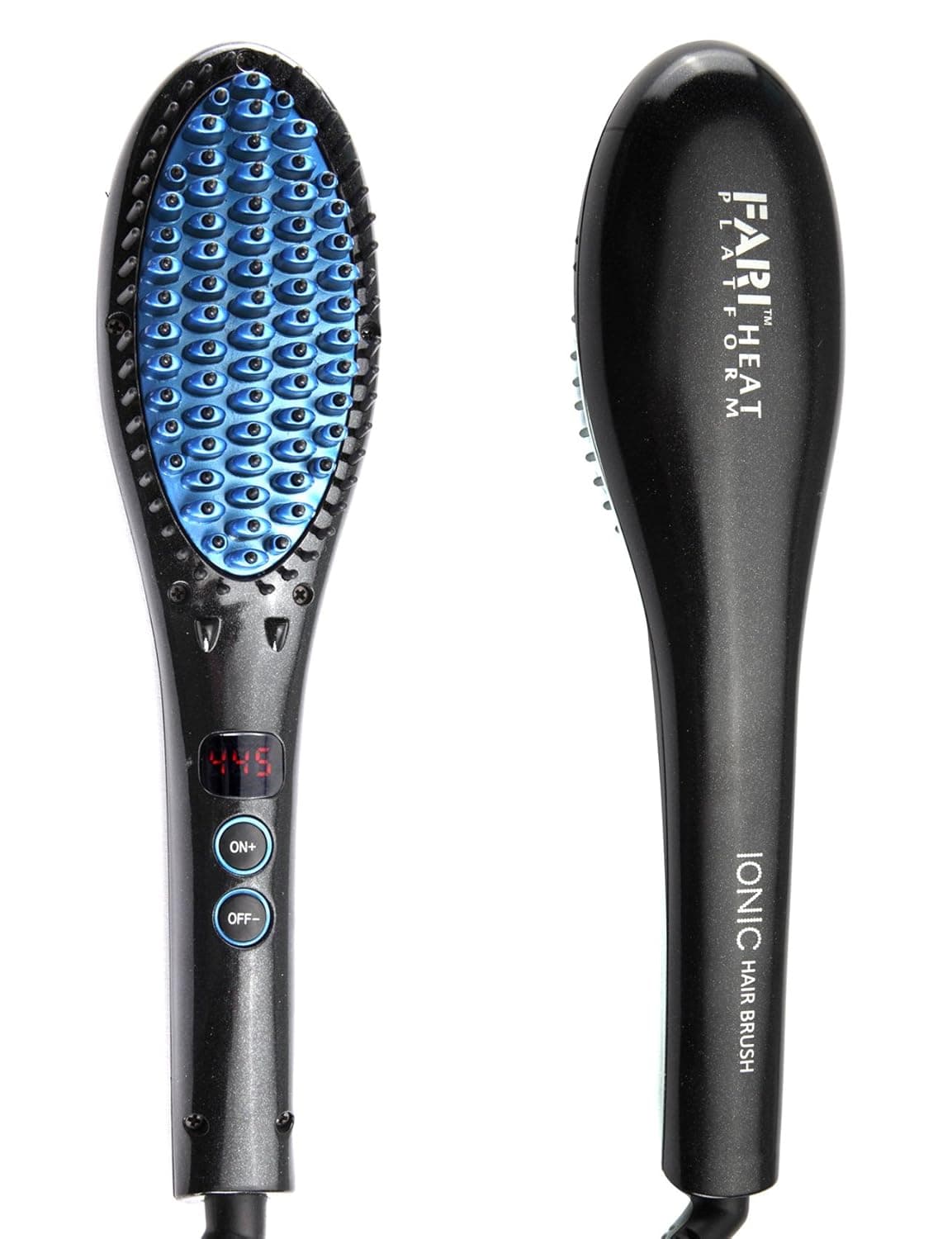 FARI Dual Voltage Hair Straightener Brush With Anion Ceramic Heating Flat Iron Black Color
