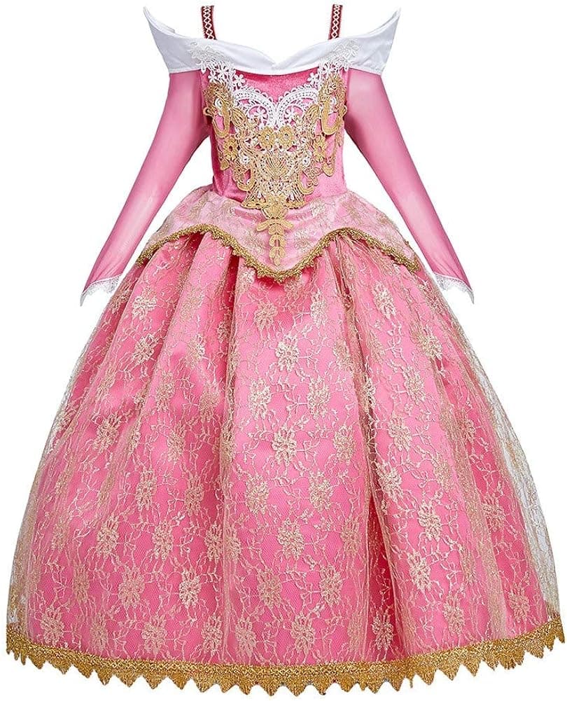 CinheyU Princess Birthday Dress Girls Sleeping Beauty Costume Halloween Christmas Fancy Cosplay Party Outfits (w/Accessories)