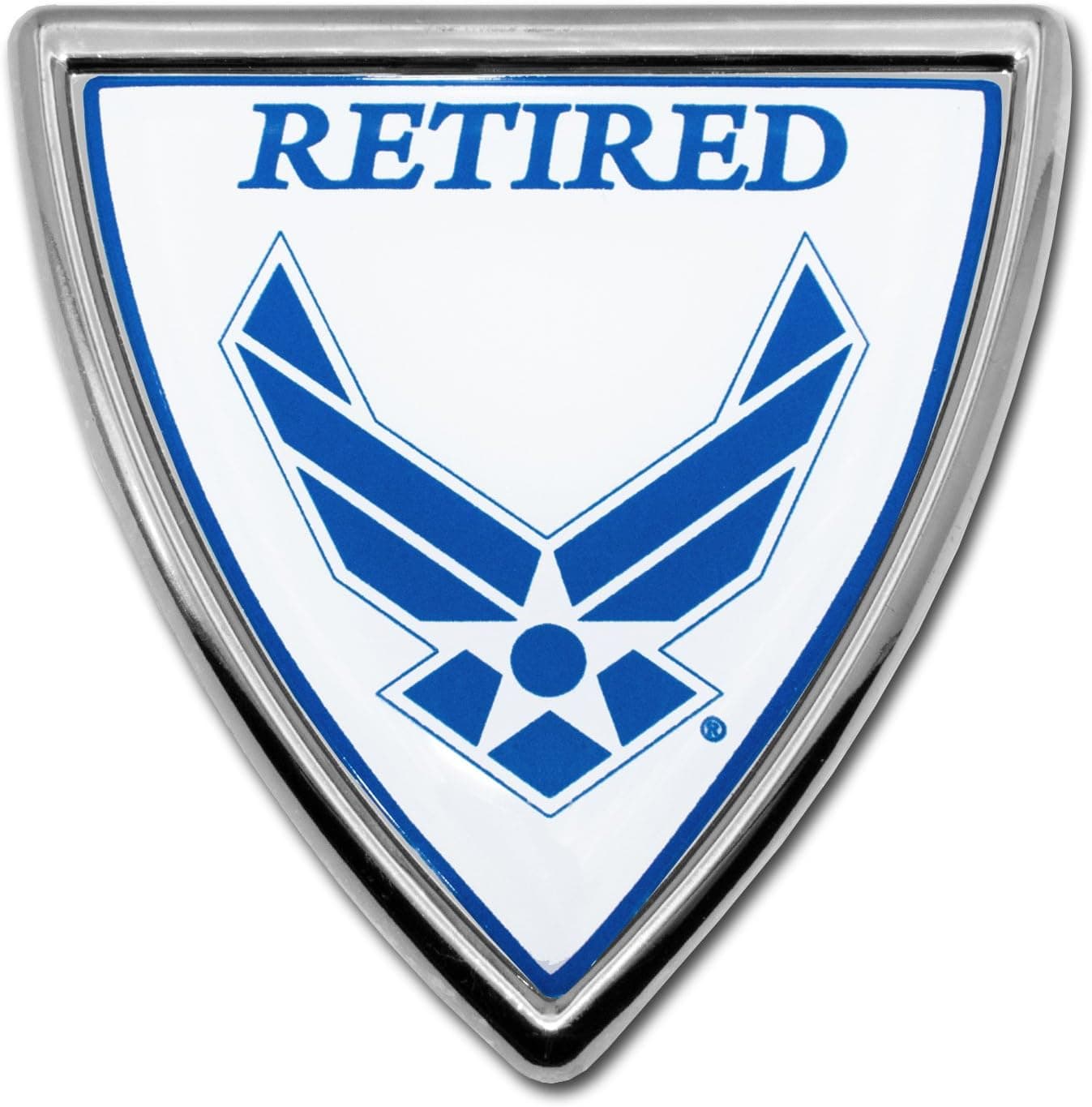 Elektroplate Retired Air Force Shield Chrome Auto Emblem
