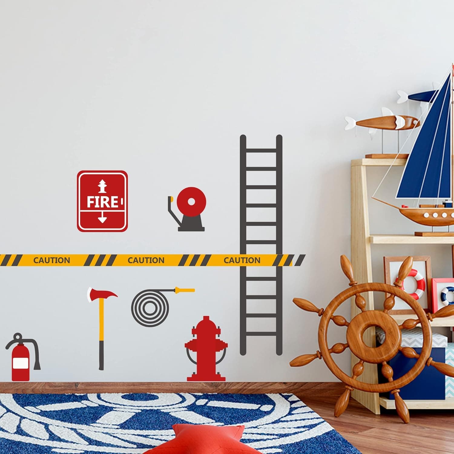 Firefighter Station Rescue Team - Boy Girl Room - Mural Wall Decal Sticker for Home Car Laptop