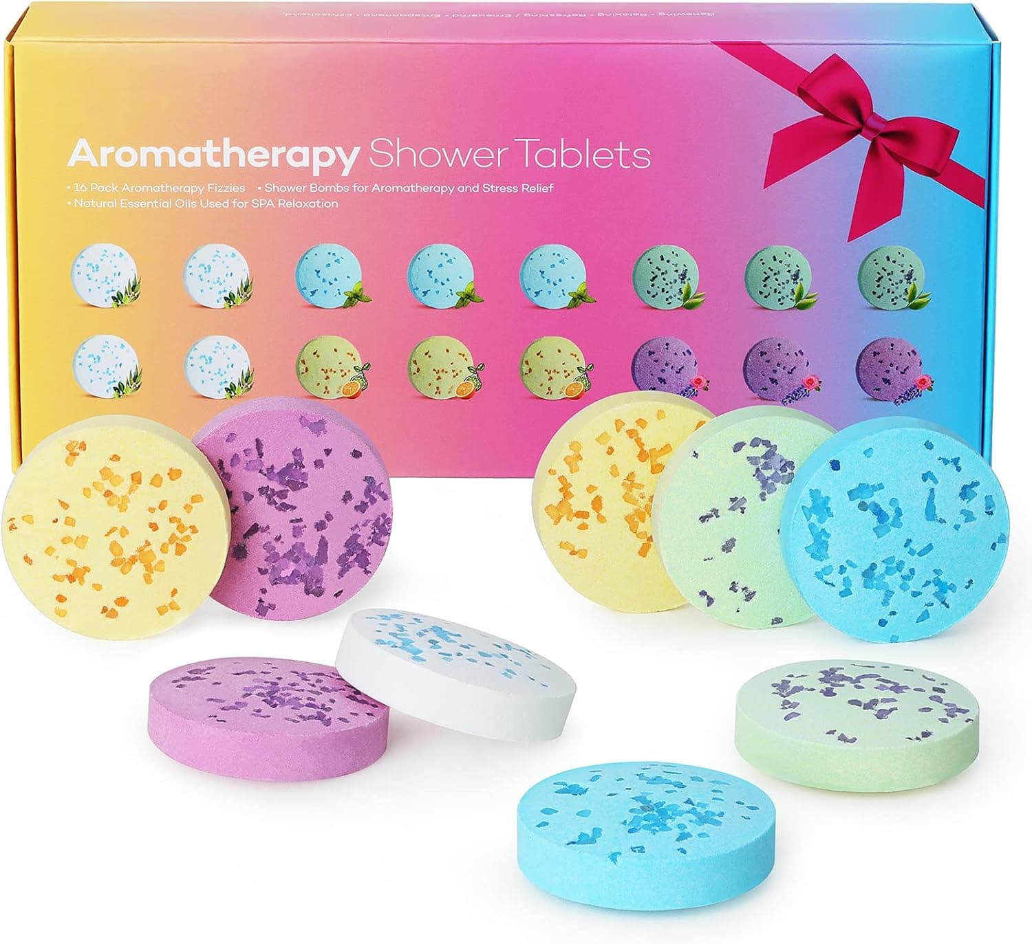Shower Steamers Aromatherapy Tablets Gifts for Women Bath Bombs with Pure Essential Oils 16-Piece Shower Fizzers Melts Vapor Idea Gifts Set for Stress Relief, Relaxation, Women Girls Home Spa Birthday