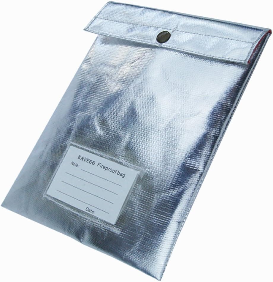 Fireproof Document Bag 10"x 7.5" Guaranteed Non-Itchy & Protect to 1000°F, Aluminum Coated Fire Resistant Envelope Pouch, That is Safe for Storage of Valuables, Money, Jewelry & Passport by Eavegg