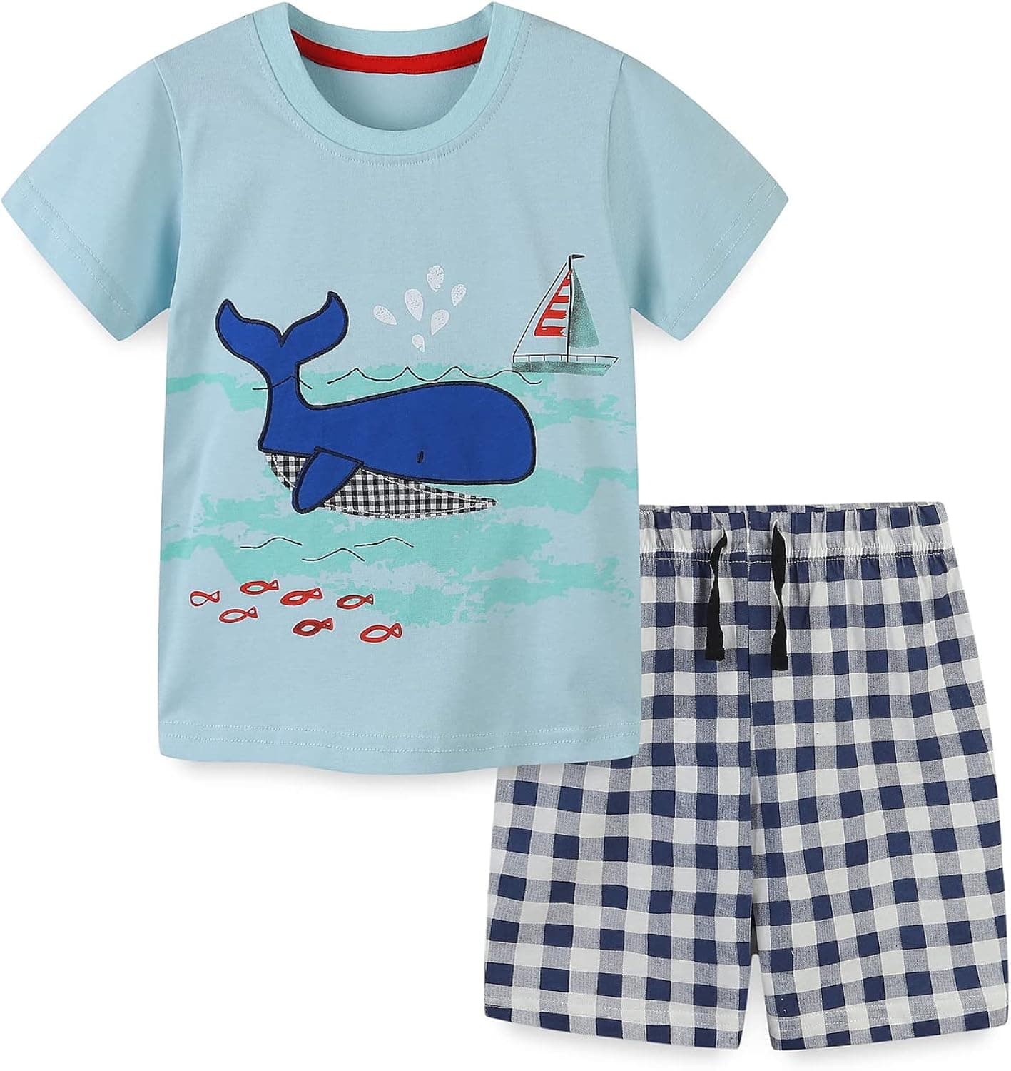HILEELANG Boys Summer Outfits Short Sleeve T-Shirt & Shorts Sets Playwear Clothes 2 Piece 2-7Y