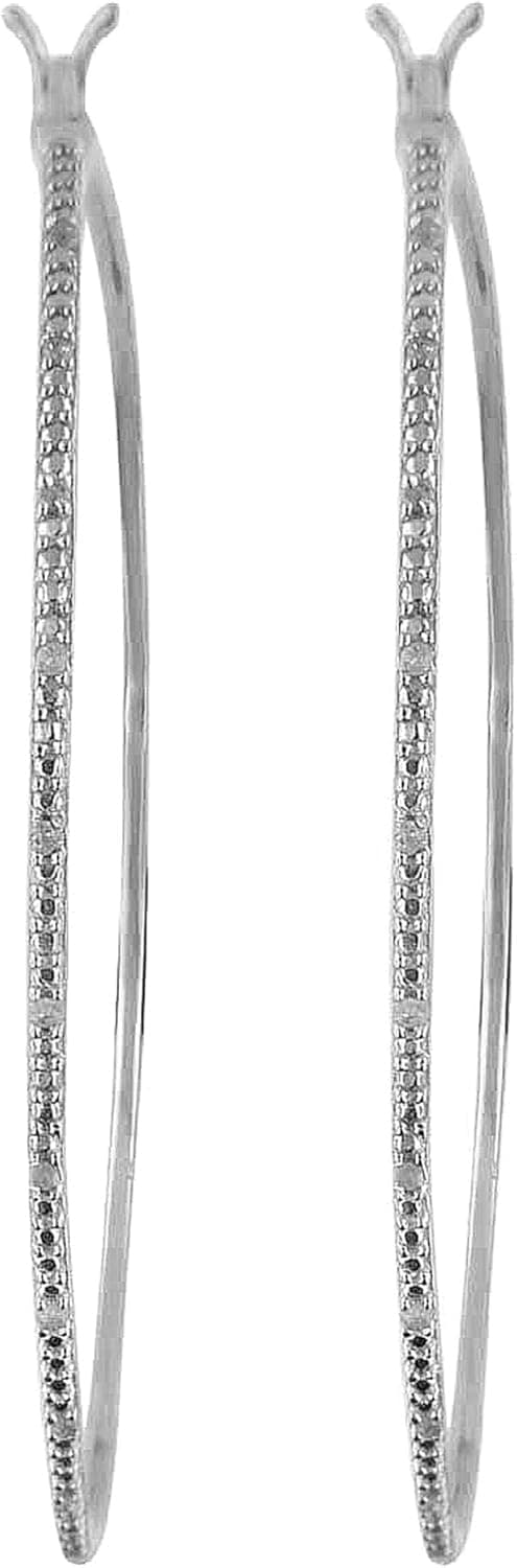 Sterling Silver Round Diamond Encrusted Hoop Earrings (1/10cttw,I-J Color, I3 Clarity)