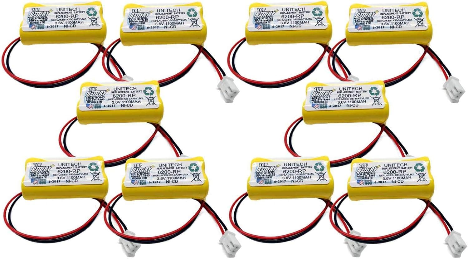 10PC UNITECH 6200RP,3.6V NICAD Battery Replacement