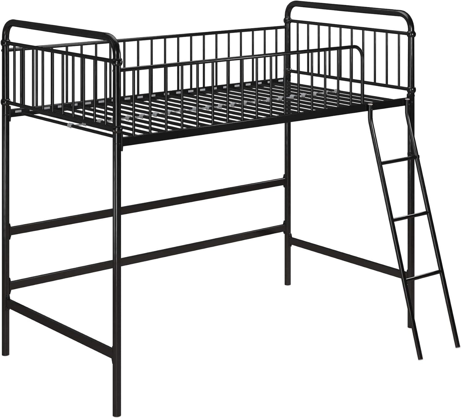 Max & Finn Karcey Loft Bed Metal Frame, Small Space Living, Black