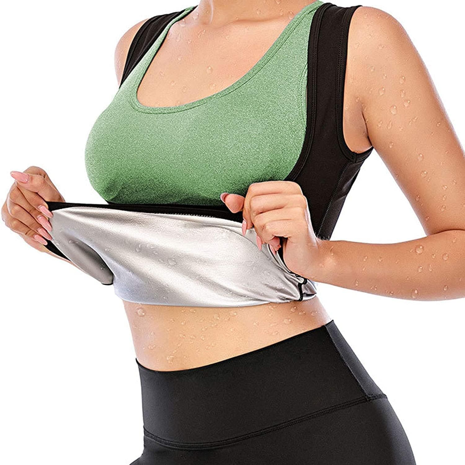 JOHNLOUISE Workout Tops for Women,Sauna Suit for Women,Workout Tank Tops for Women Hot Neoprene Shirt Sweat Body Shaper