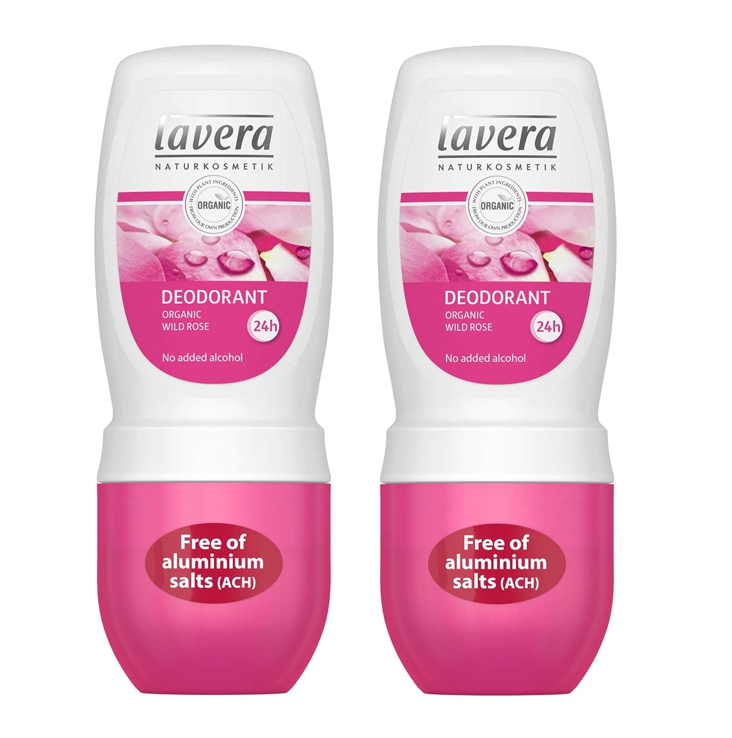 lavera Natural Roll-on Deodorant (Pack of 2): Aluminum-Free Odor Protection & Wetness Relief with Organic and Vegan Wild Rose – all Day Fresh – 1.6 Oz…